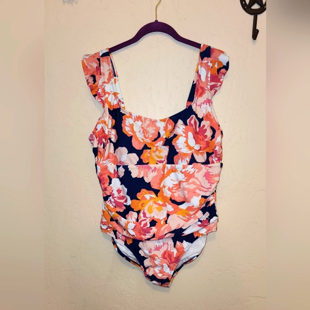 Floral One-Piece Swimsuit NWT By KONA SOL. Sz 18